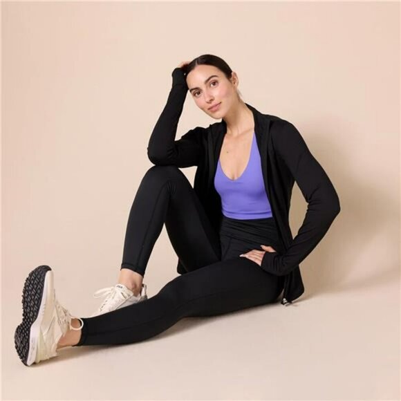 V Neck Sculpt Sports Bra Medium Support Moisture Wicking Workout Racerback - Picture 5 of 7